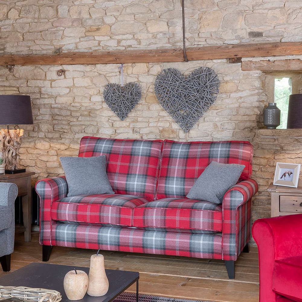 Red on sale tartan sofa